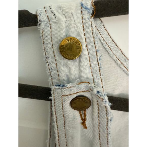 Stanley Morgan Vintage Denim Jumper Dress M USA Frayed Hem Button Tank Style - Picture 3 of 10